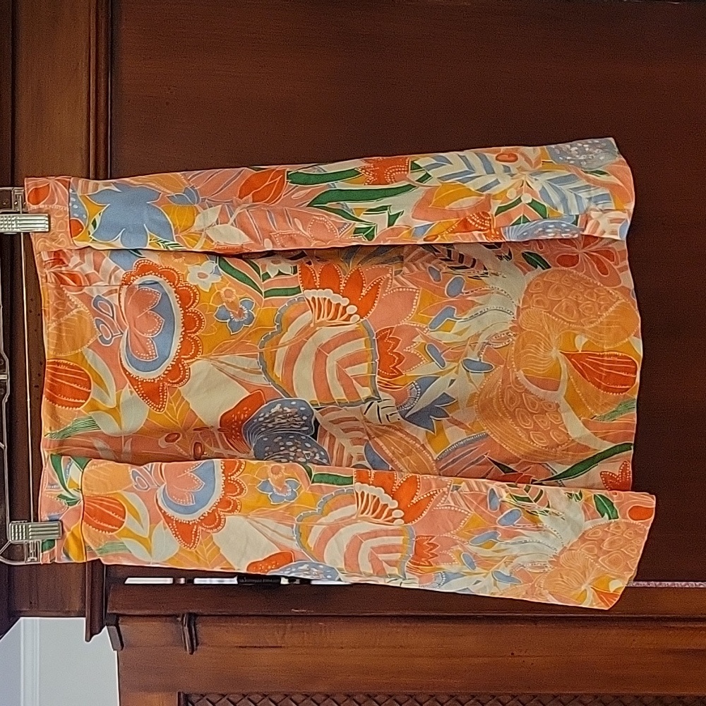 TALBOTS | Colorful Bright Floral Tropical Print Cotton Blend Skirt - Size 24W - Picture 3 of 7